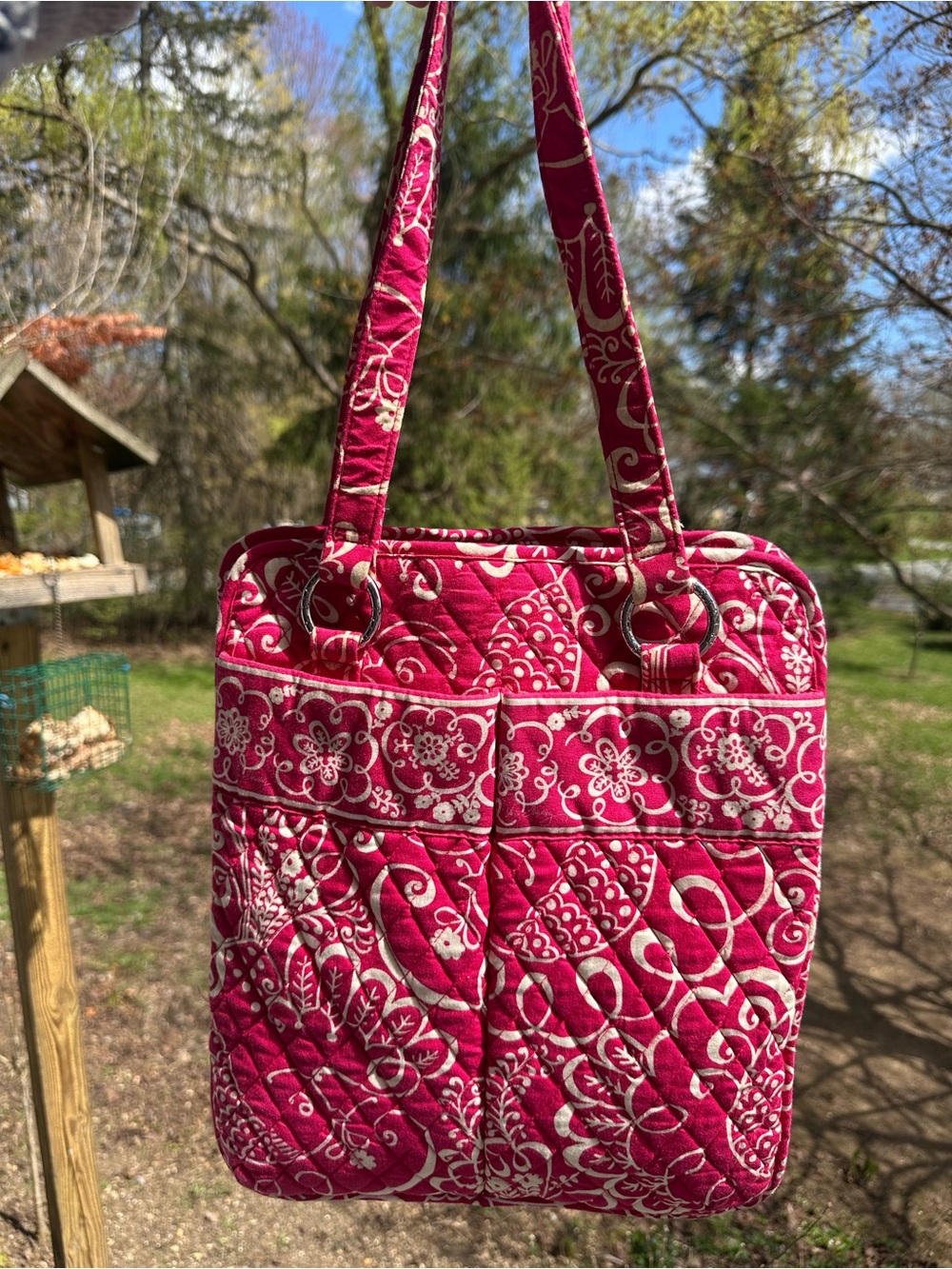 Vera Bradley Raspberry-Pink Quilted Shoulder Tote